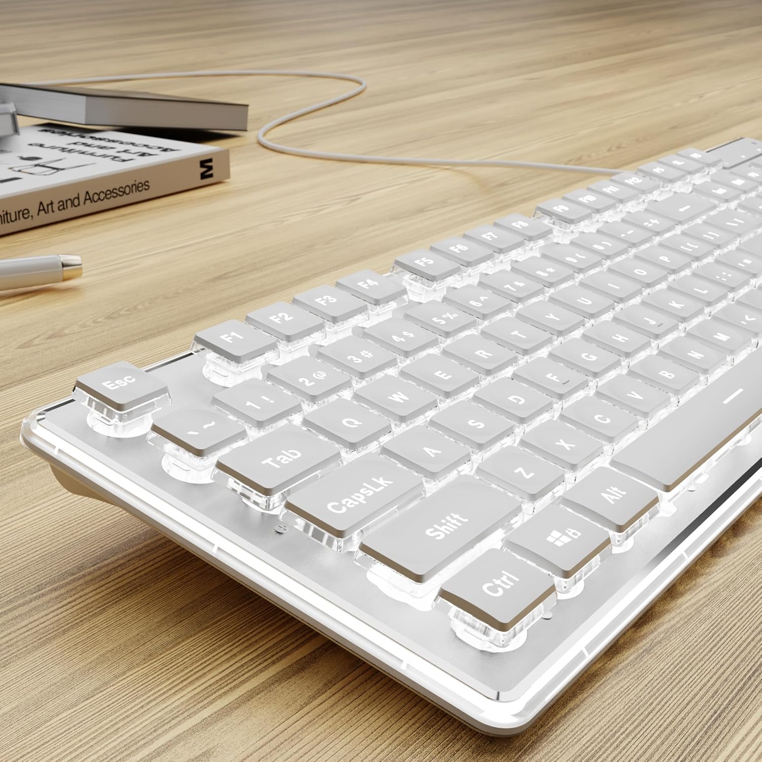 Pc Gaming Fullset - Beyaz Arkadan Aydınlatmalı Metal Panelli Kablolu