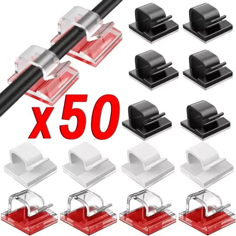 Desk Cable Organizer - 10/20/50 adet kablo düzenleyici klipler tel